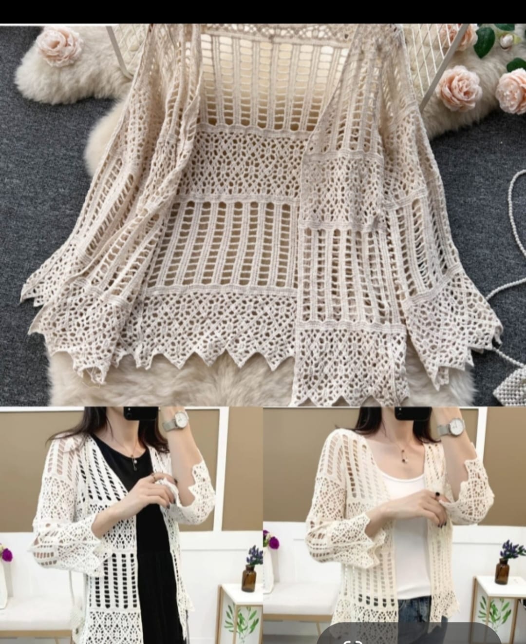 Crochet Knit Boho Cardigan Shrug